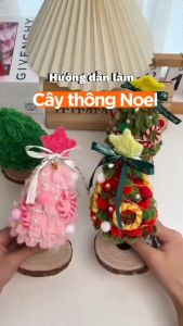 Set nguyên liệu làm CÂY THÔNG Noel bằng kẽm nhung Tặng kèm Đèn Led Bộ phụ kiện làm quà tặng trang trí Giáng Sinh Đồ chơi thủ công tự làm