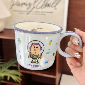 Toy Story Buzz Lightyear Ceramic Mug with Scale Milk Wide Mouth Breakfast Cup Cute Girl Mugs Korean Style Cartoon Design