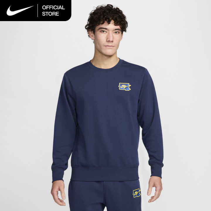 Nike Men's Club French Terry Crew-Neck Sweatshirt - Midnight Navy