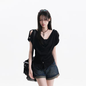 zuocisankon | Off-shoulder Waisted Slimming T-Shirt Female