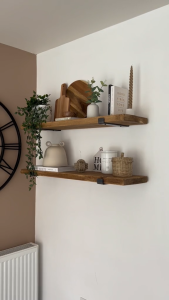 1 piece Floating shelves with metal support wall shelves organizer WITH WOOD PANEL  and complete sets of screw and tox ready for installation