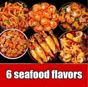 （6 cans combination）Headshot spicy octopus canned instant spicy squid octopus foot octopus seafood，爆头麻辣八爪鱼罐装即食麻辣鱿鱼须章鱼足八爪鱼海鲜