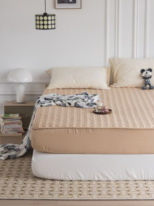 Thickened Cotton Bed Canopy Classic Wave Single Piece Dustproof Protective Cover Non-Slip Bedding Protector Student Dormitory