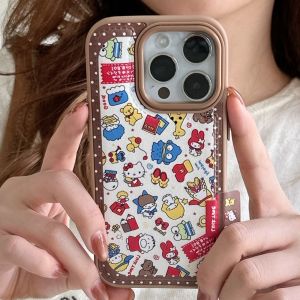 เคสโทรศัพท์ลายจุดสีน้ำตาลน่ารัก พร้อมป้ายหนัง สำหรับ iPhone 17 16 15 14 Pro Max Y2K รุ่น MINI Lucky Cover