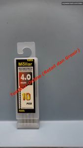 1 Kotak (10Pcs) Mata Bor Besi HSS MOLLAR 4 mm