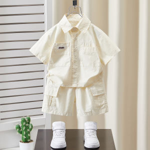 Boys Summer Thin Casual Shirt Set Cool Street Style Workwear Clothes Baby Handsome Trendy Outfit Baby Boy Summer Ensemble