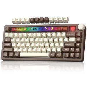 Womier | Womier K80 75% Wireless Mechanical Keyboard with Screen&Knob Retro Clear Anime Light Box Design RGB Hot-Swappable VIA for Mac/PC
