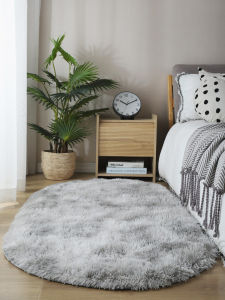 Nordic Style Plush Carpet for Living Room And Bedroom Full Coverage Oval Shape Tea Table Mat Home Use Bedside Girls Blanket