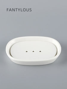 Blue Ceramic Soap Dish Double Layer Draining Soap Plate Home Use Soap Box for Homestay Hotel Japanese Style Pure Color Handmade