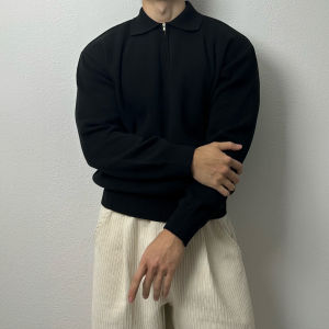 DAVID&ME | Knitted Solid Color Mens Polo Shirt