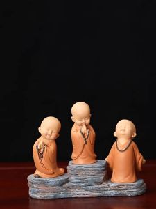 Bộ Tượng Chú Tiểu Tịnh An Phong Thủy An Nhiên Mỉm Cười Yêu Đời Tự Tại Trang Trí Để Bàn Phòng Khách Quà Tặng Bạn Bè