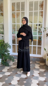 Abaya dress muslim wanita dewasa gamis hitam syari turki remaja arab bordir maxi pesta umroh Lebaran Mewah