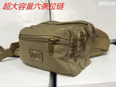 Waist Bag Mens Large Capacity Multi-Tier Business Checkout Belt Bag Womens Sports Cycling Phone Bag Multi-Functional Canvas Waist