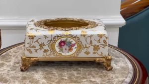 Hộp đựng giấy họa tiết hoa mẫu đơn tân cổ điển CB40-HG