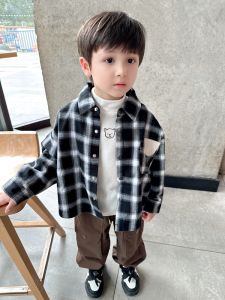 Áo Sơ Mi Kẻ Caro Cotton Dày Mềm Mại Cho Bé Trai Mùa Thu Đông Thường Ngày Dài Tay Cổ Vuông Áo Khoác Ngoài Trẻ Em