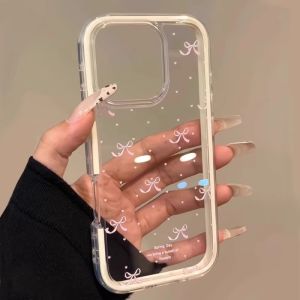 Transparent Butterfly Knot Phone Case for OnePlus Ace5 pro Womens Protective Shell Anti-Fall Cute Korean Cartoon Style Silicone Cover