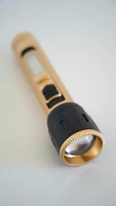 Portable Dual Light Source Flashlight White Laser + COB Side Floodlight 220LM Push Zoom Type-C Rechargeable 1200mAh Desert Gold