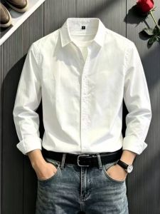 ZHUOCAN | Áo Sơ Mi Dài Tay Trắng Phong Cách Công Sở