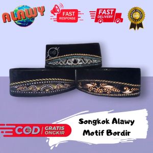 Peci Songkok Merek Alawy motif Bordir Non susun