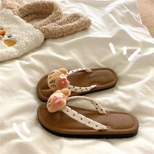 Soft Cute Heart KT Cat Polka Dot Flats Summer Womens Beach Sandals Trendy Outdoor Slip-On Clogs Korean Style Low Heel Flat Bottom