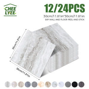 12/24 Pieces of Self-Adhesive Sxp Wall Stickers Floor Stickers Marble Floor Stickers Ready to Peel and Stick Comes with Aluminum Foil Suitable for All Indoor Places 30Cm*30Cm*1.5Mm
