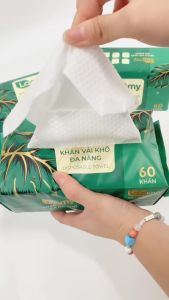Thùng 24 gói khăn vải khô đa năng Lamy gói 60 tờ dạng rút dùng thay khăn mặt tẩy trang tiện lợi