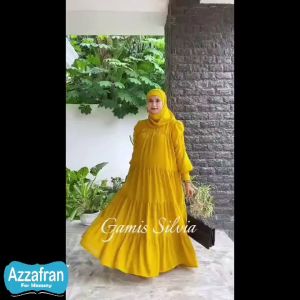 Gamis Silvia | Baju Seruty Anak Perempuan & Dewasa | Seragam Lebaran Pengajian Elegan Terbaru Murah