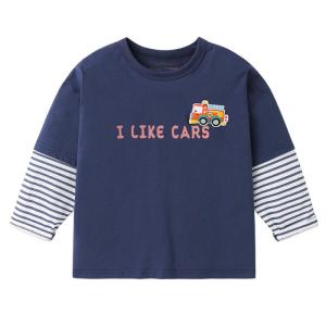 Boys Long Sleeve T-Shirt Autumn Wear Base Layer Inner Match Baby Cotton round Neck Print Cartoon Anti-Bacterial Childrens Clothing