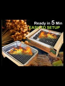 Johor Seller | BBQ Grill Set Charcoal Disposable Instant Eco-Friendly Biodegradable BBQ set with Charcoal