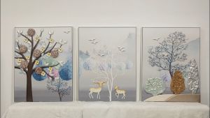 ️【3in1 】Lukisan Relief Hiasan/3PCS Modern luxury decorative 3D handicraft lucky painting/1201