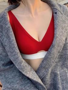 Red Zodiac Year Autumn Winter Womens Bra Set Wireless Gathered Small Chest No Side Breast Collection Seamless Nylon Fabric