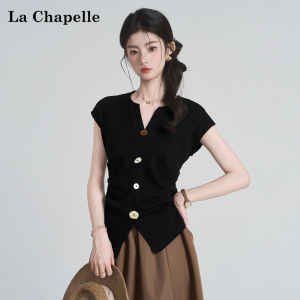 La Chapelle | Slit V-Neck Design Short Sleeve T-Shirt