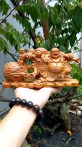 Tượng Phật Di Lặc để xe ô tô gỗ thông đỏ