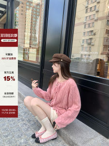 AHY แคชเมียร์ แขนยาว เสื้อสเวตเตอร์ถัก ผู้หญิง หลวม ผ้าขนสัตว์คอกลมสีลูกกวาด เสื้อสเวตเตอร์ ฤดูใบไม้ร่วงมาใหม่สไตล์การเดินทาง