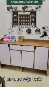 Tủ giày gỗ - Tủ đựng đồ tiện lợi kệ giày nhiều ngăn chứa chất liệu gỗ MDF Ván Dày 12mm chống thấm phong cách hiện đại