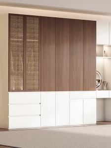 Customized Bedroom Wood Wardrobe with Dressing Table Creamy French Style