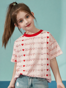 Ask Junior | Heart Pattern Short Sleeve Girls Tee