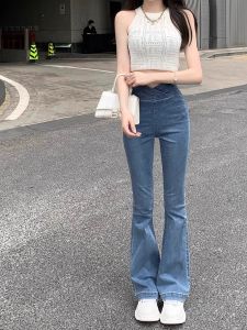 Quần Jeans Ống Thẳng Ôm Vừa Cạp Cao Cho Nữ Quần Jeans Denim Co Giãn Ôm Vừa Vặn Mùa Hè 2023 Quần Ống Loe Ôm Vừa Vặn