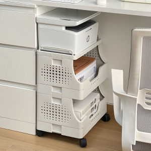 Office Desk underneath File Organizer Multi-Layer Storage Rack Small Cart Stand Plastic Material Home Study Space Organizer