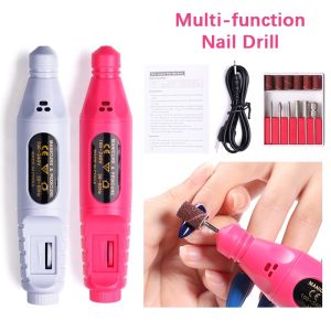 MS.W Portable Electric Nail Drill Machine (with adapter) Nail Grinder for Nails Low Noise Gel Polish Remover Tool