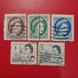 Koleksi Prangko kuno Kanada klasik 5 Pcs Ratu Elizabeth USED