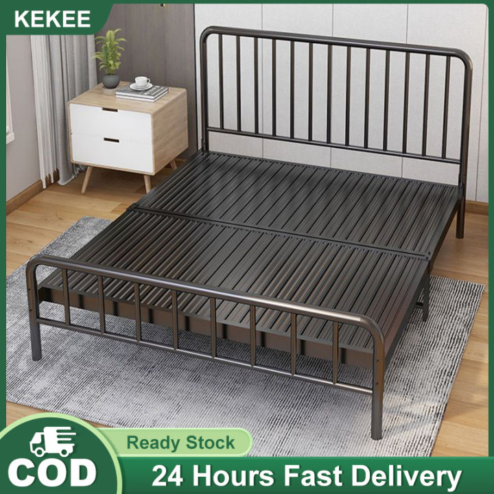 KEKEE Queen/King Metal Bed Frame 100/120/150CM Single Iron Bed Frame 2M