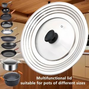 Stainless Steel Universal Lid For Pot And Pan Skillet Lid Pot Cover Fit 8.66-11.Inch Cookware Frying Pan Cover Pan Lid With Knob