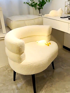 MYHOME Nordic Single Sofa Chair Lazy Chair Dressing Chair Lamb Wool Lounge Chair Bedroom Chair Vanity Chair