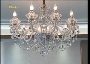 Phube Light Modern K9 Crystal Chandelier Pendant Ceiling Lighting Fixture with 5-Light Champagne Crystal Chandelier