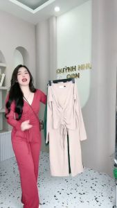 Set Bộ Nữ Thun Tăm Quần Suông Áo Đắp Chéo Dây Rút Tay Dài Mặc Nhà Đi Chơi Đẹp Thời Trang Giá Rẻ Nhất Sale Ngay Tại Lazada