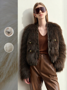 AMII | Warm V-Neck Imitation Fox Fur Coat With Metal Buckles