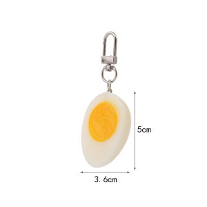 Cute Boiled Egg Alloy Keychain Simulation Food Bag Charm Funny Egg Model Decor Photography Prop Simulation Decoration
