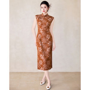 Chinese Style Floral Brocade Brightening Cheongsam Dress