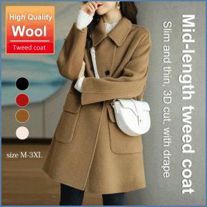 Tweed Coat Women Warm Coat Women Fall and Winter Coat Women Luxury Woolen Coat High Quality Cashmere Fabric